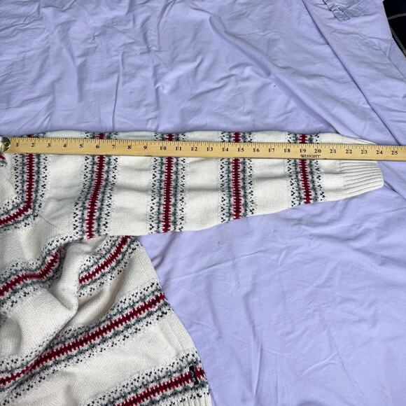 Chaps Men's size XL Sweater Fair Isle Stripe Crewneck Knit Pullover White Gray - Picture 8 of 8